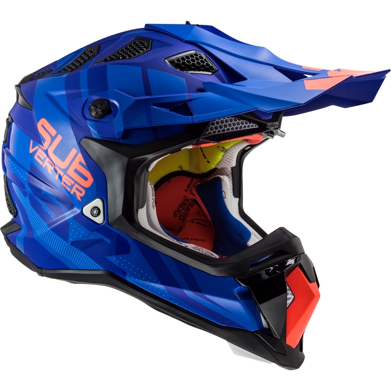Motocross Helm LS2 MX470 Subverter Troop blau-orange Ausverkauf