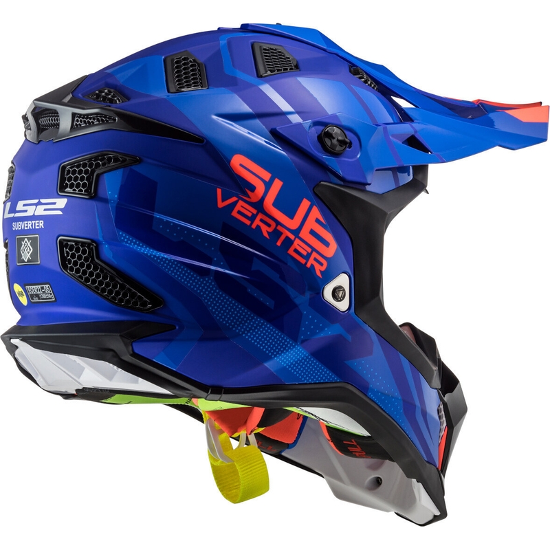 Motocross Helm LS2 MX470 Subverter Troop blau-orange Ausverkauf