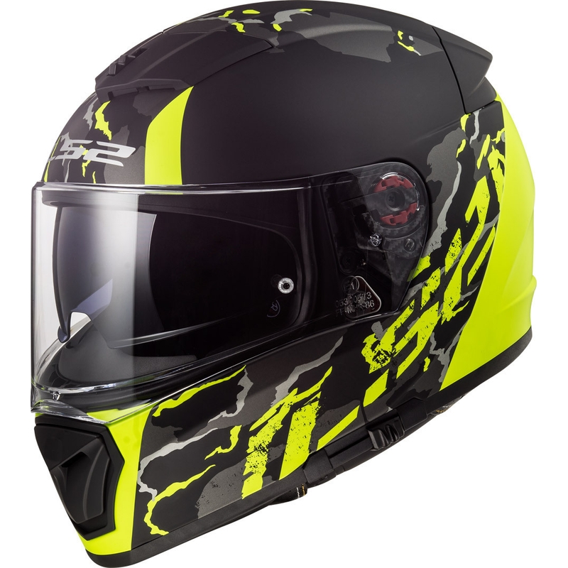 LS2 FF390 Breaker Feline Schwarz-Fluo Gelb Integral Motorradhelm Ausverkauf