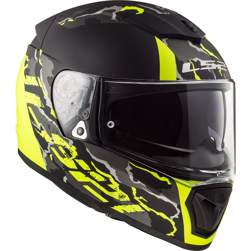 LS2 FF390 Breaker Feline Schwarz-Fluo Gelb Integral Motorradhelm Ausverkauf