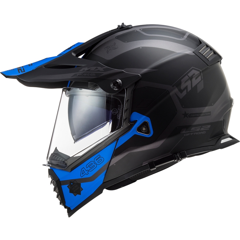 Enduro-Helm LS2 MX436 Pioneer EVO Cobra schwarz-blau