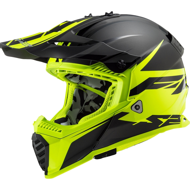 Motocross Helm LS2 MX437 Fast Evo Roar schwarz-fluo gelb