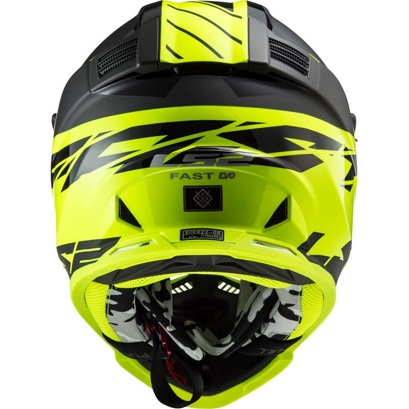 Motocross Helm LS2 MX437 Fast Evo Roar schwarz-fluo gelb