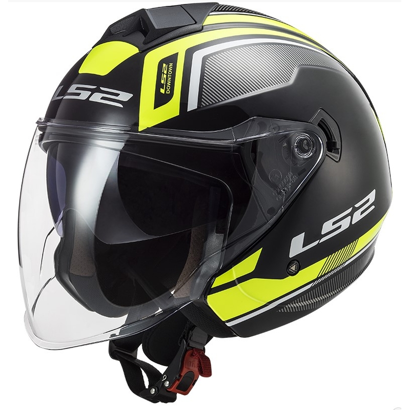 Offener Motorradhelm LS2 OF573 Twister II Flix schwarz-fluo gelb