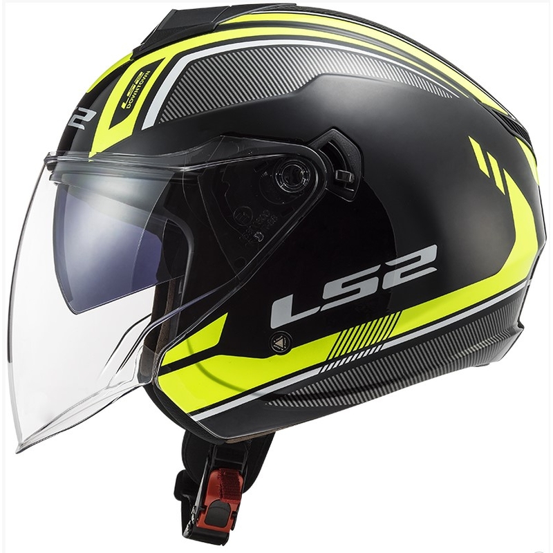 Offener Motorradhelm LS2 OF573 Twister II Flix schwarz-fluo gelb