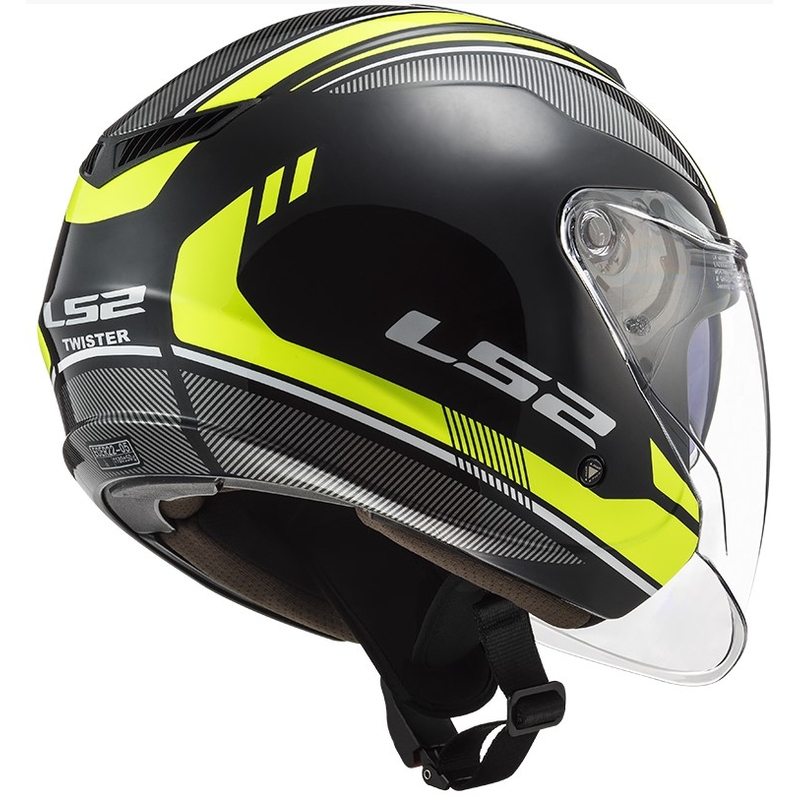 Offener Motorradhelm LS2 OF573 Twister II Flix schwarz-fluo gelb