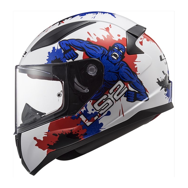 Kinder Integralhelm LS2 FF353 Rapid Mini Monster weiß-blau-rot Ausverkauf