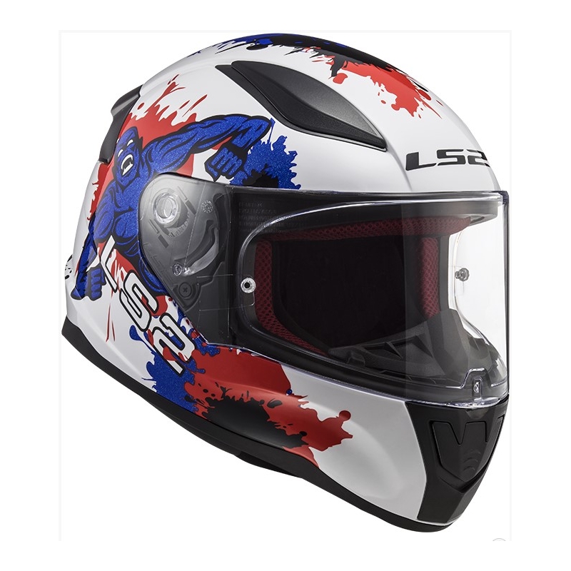 Kinder Integralhelm LS2 FF353 Rapid Mini Monster weiß-blau-rot Ausverkauf