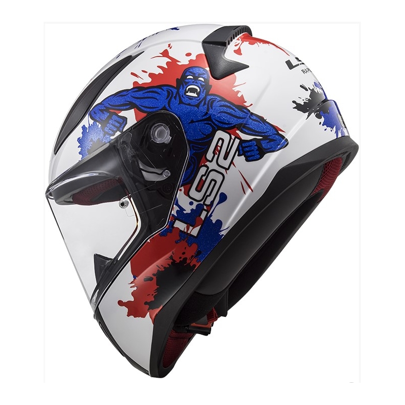 Kinder Integralhelm LS2 FF353 Rapid Mini Monster weiß-blau-rot Ausverkauf