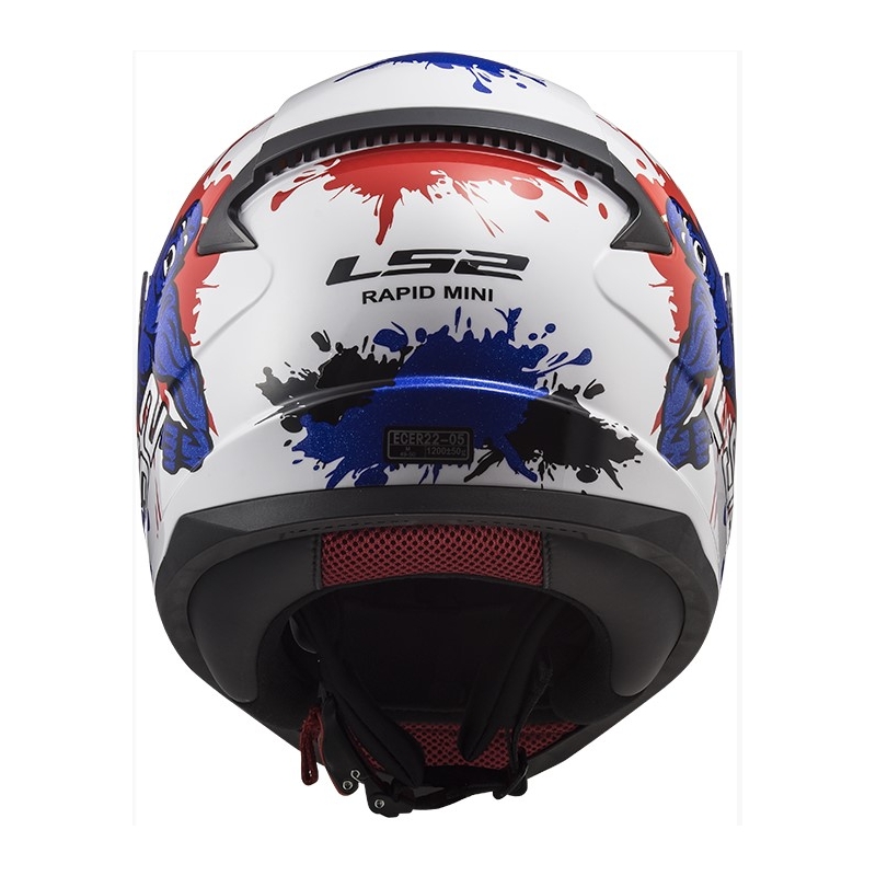 Kinder Integralhelm LS2 FF353 Rapid Mini Monster weiß-blau-rot Ausverkauf
