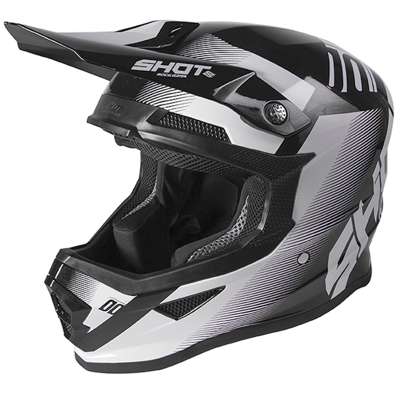 Motocross-Helm Shot Furious Trust schwarz und weiß Ausverkauf