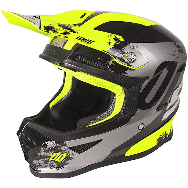 Kinder Motocross-Helm Shot Furious Shadow schwarz-grau-fluo-gelb
