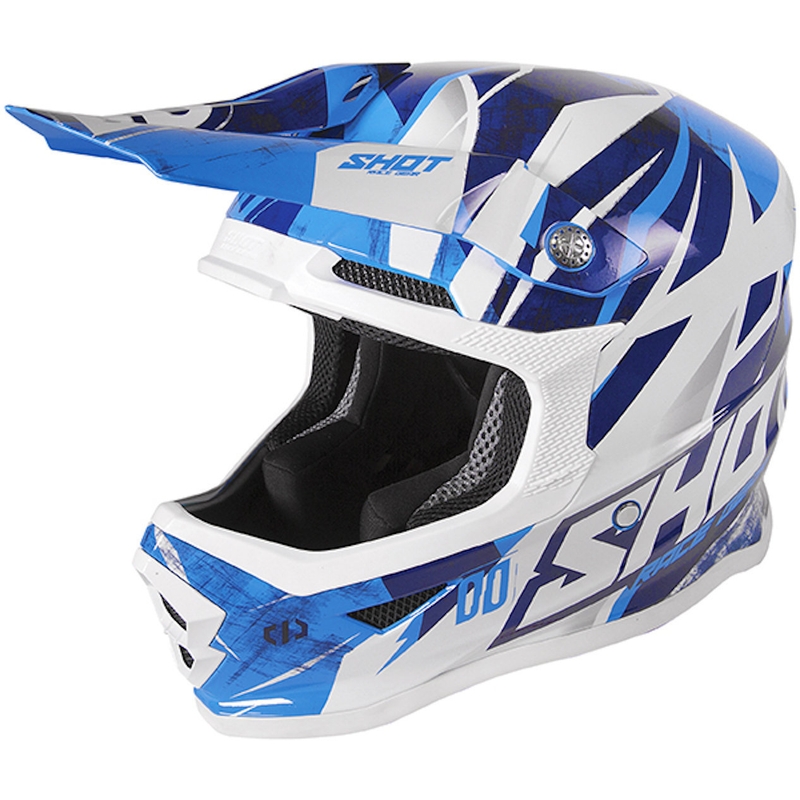Kinder Motocross Helm Shot Furious Ventury blau und weiß Ausverkauf