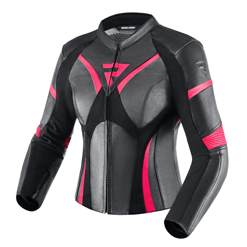Women's Rebelhorn Rebel Schwarz und Rosa Motorradjacke