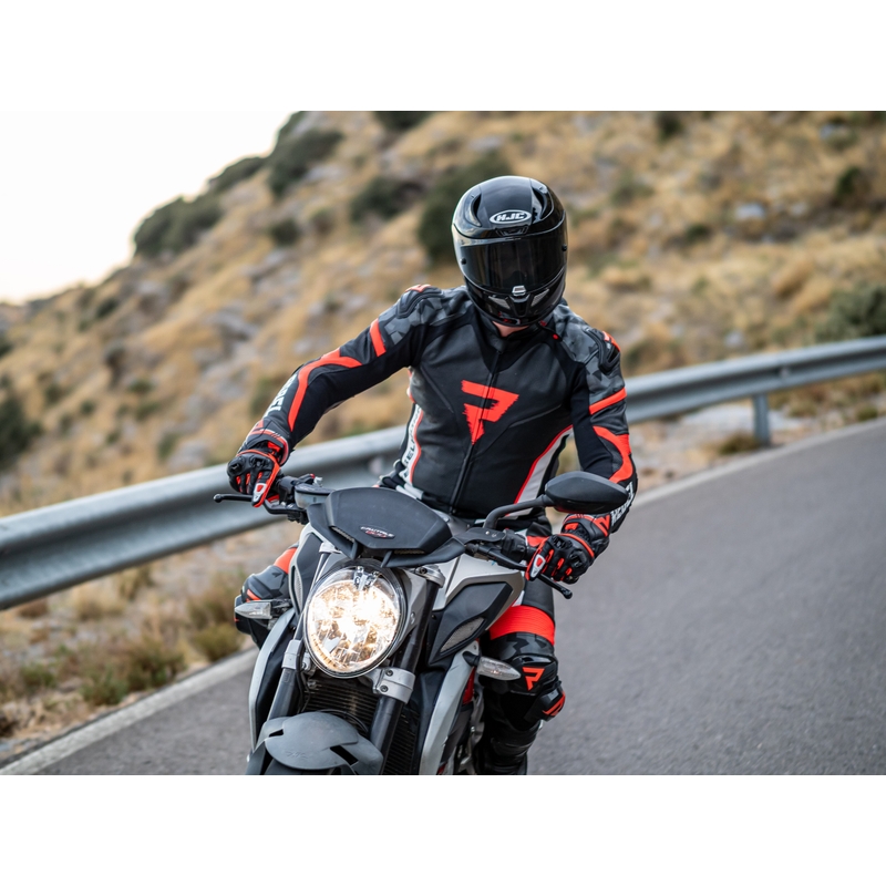 Rebelhorn Rebel Schwarz-Weiß-Fluo Rot Motorradjacke Ausverkauf