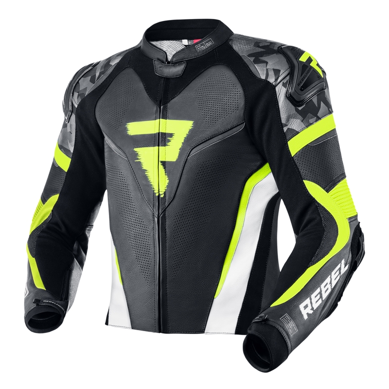 Rebelhorn Rebel schwarz-weiß-fluo gelb Motorradjacke Ausverkauf