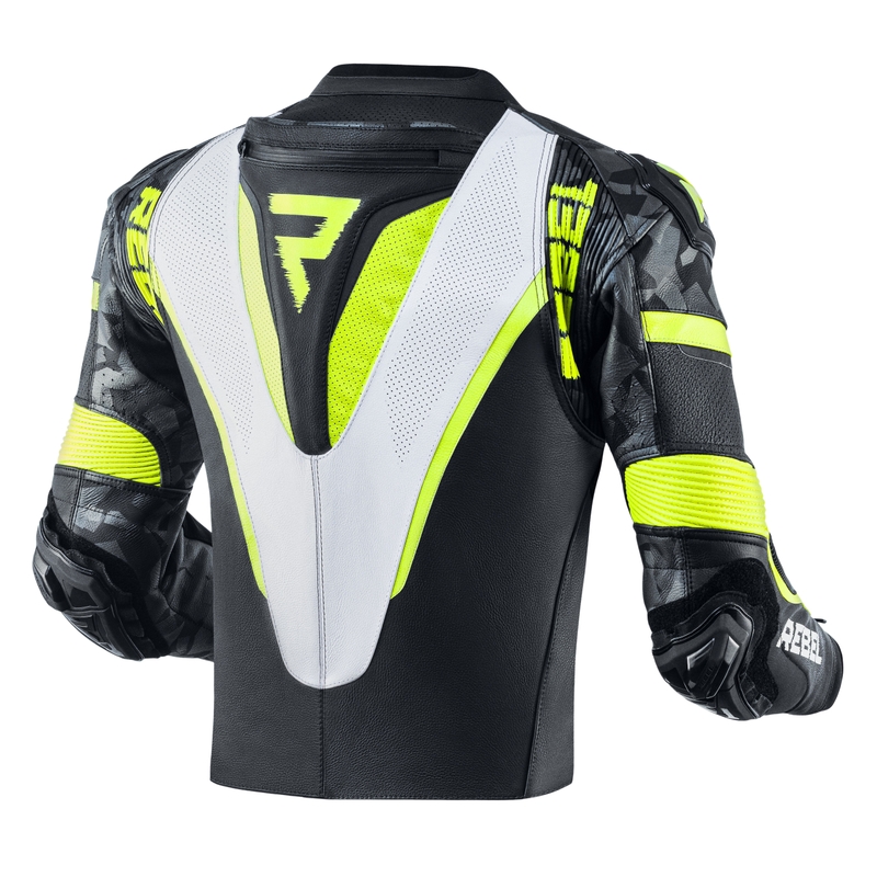 Rebelhorn Rebel schwarz-weiß-fluo gelb Motorradjacke Ausverkauf