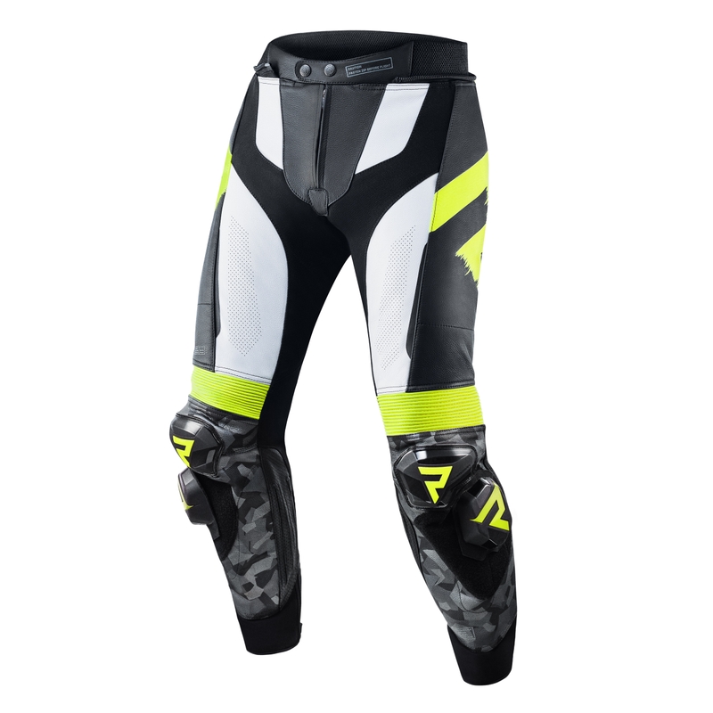 Rebelhorn Rebel Schwarz-Weiß-Fluo Gelb Motorradhosen Ausverkauf