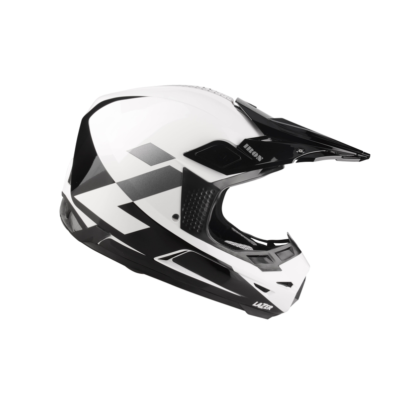 Motocross Helm Lazer X9 Iron weiß-schwarz-silber