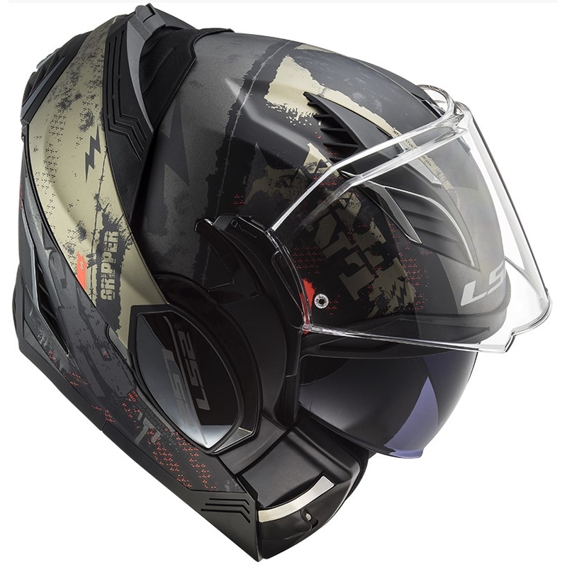 LS2 FF900 Valiant II Gripper Mat Schwarz-Gold Flip-up Motorradhelm Ausverkauf