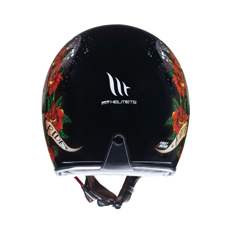Offener Motorradhelm MT LeMans 2 SV SKULL&amp;ROSES schwarz-rot