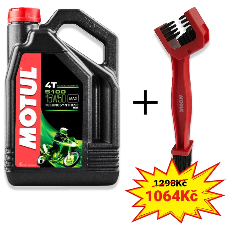 Motul 5100 Ester 15W-50 4L Ölset + Kettenreinigungsbürste
