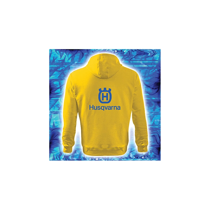 Hoodie mit Motiv Husqvarna gelb mit Kapuze Ausverkauf