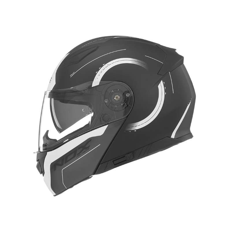 NOX N965 Peak schwarz-weißer klappbarer Motorradhelm