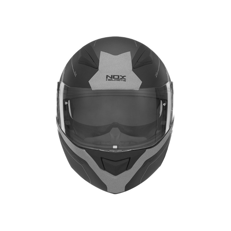 NOX N965 Peak schwarz und silber klappbarer Motorradhelm
