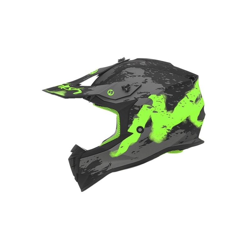 Kinder Motocross Helm NOX N632K Trash schwarz-grau-grün Ausverkauf