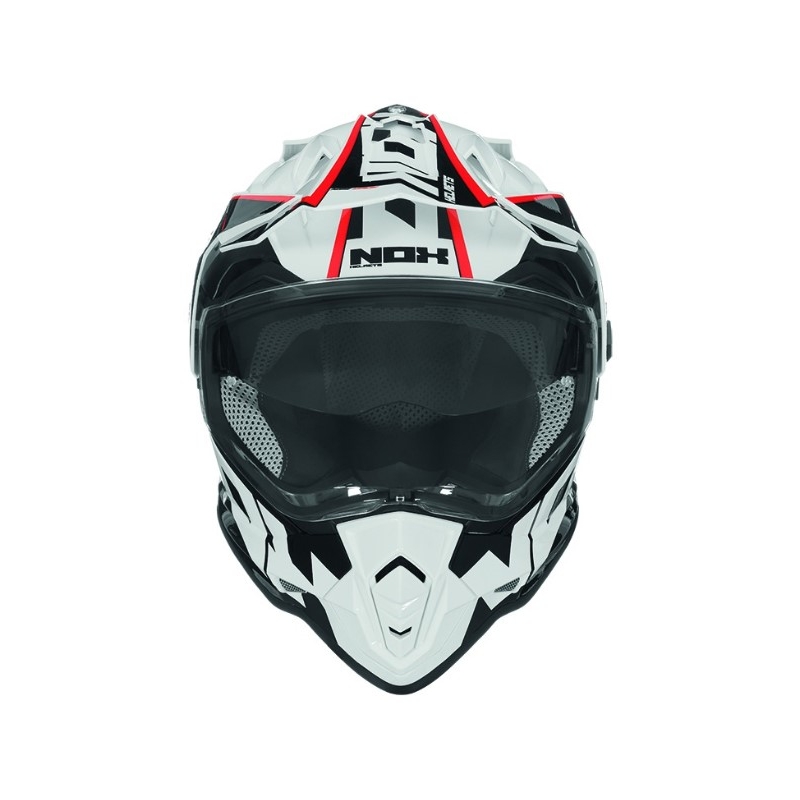 Endurohelm NOX N312 Crow weiß-schwarz-rot