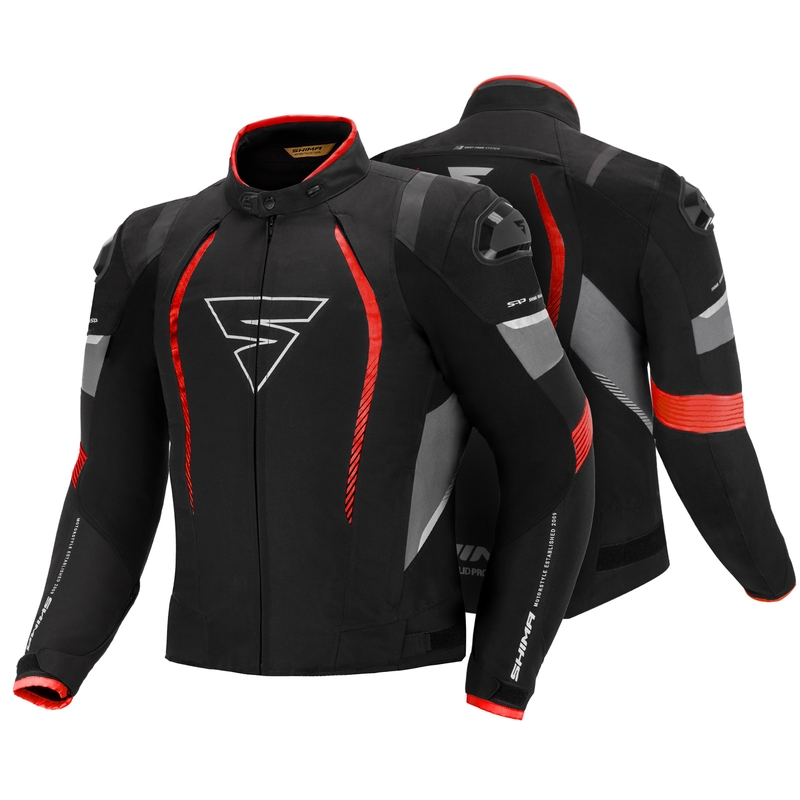 Shima Solid Pro Schwarz-Grau-Rot Motorradjacke Ausverkauf