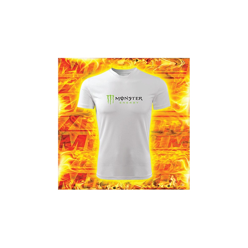 T-shirt s motivem Monster energy weiß