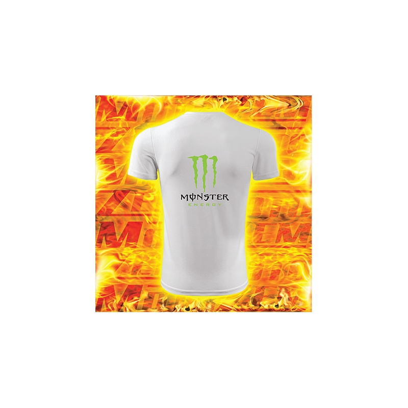 T-shirt s motivem Monster energy weiß