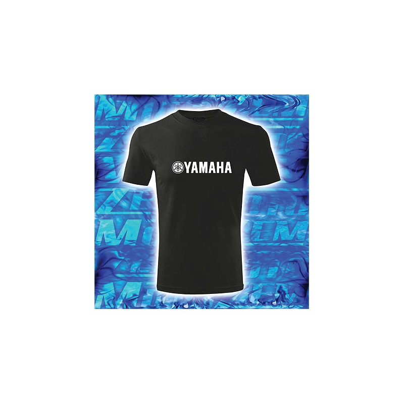T-shirt s motivem Yamaha schwarz mit weißem Druck