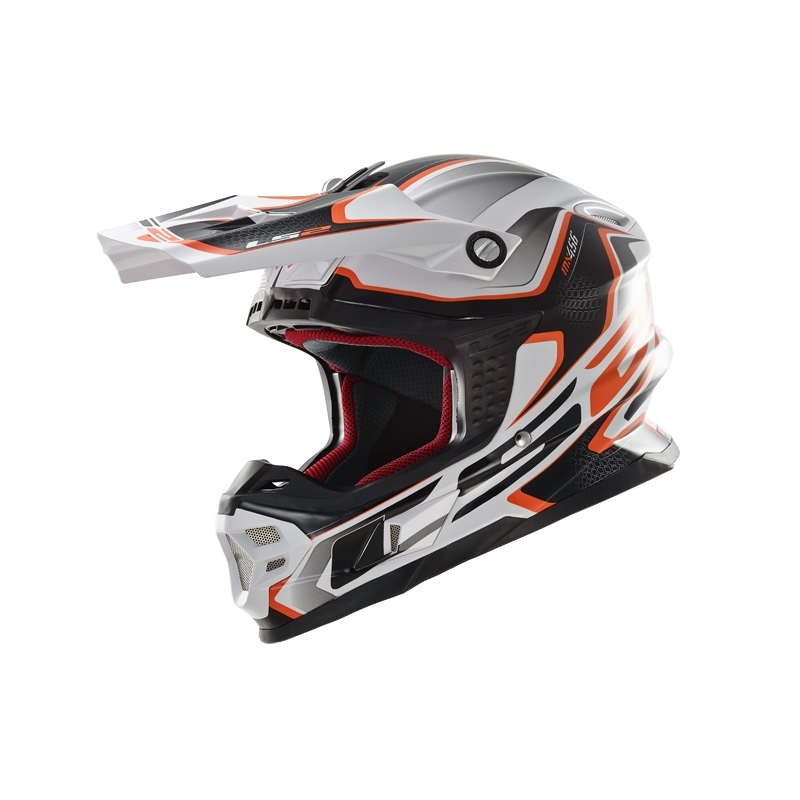 Motocross Helm LS2 MX456 Kompass weiß-orange