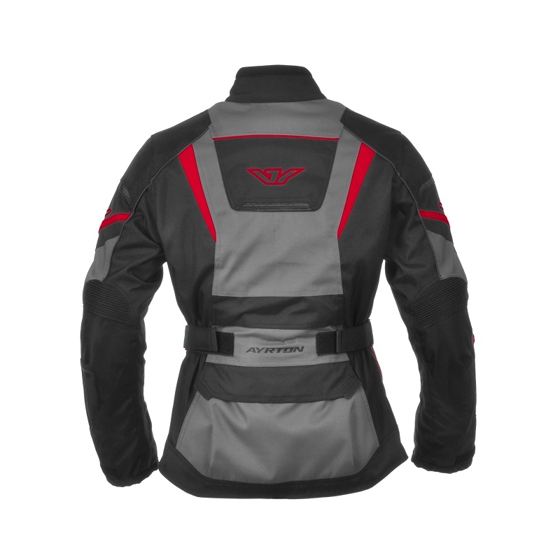 Damen Ayrton Teressa Schwarz-Grau-Rot Motorradjacke Ausverkauf